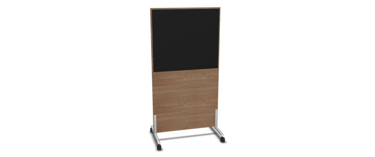 Trennwand,HxB 1545x800mm,Steoffbezug beidseitig,Wand Holz/Stoff,Gestell alusilber,Rollen,NT-Cherry,BN8033-schwarz-0