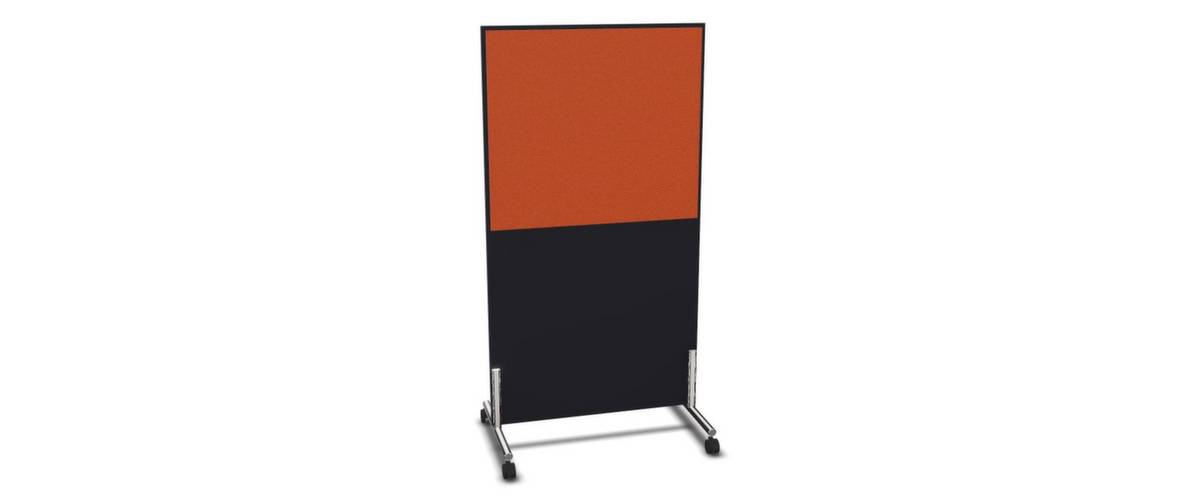 Trennwand,HxB 1545x800mm,Steoffbezug beidseitig,Wand Holz/Stoff,Gestell Stahl,Rollen,CC-schwarz,BN3012-orange