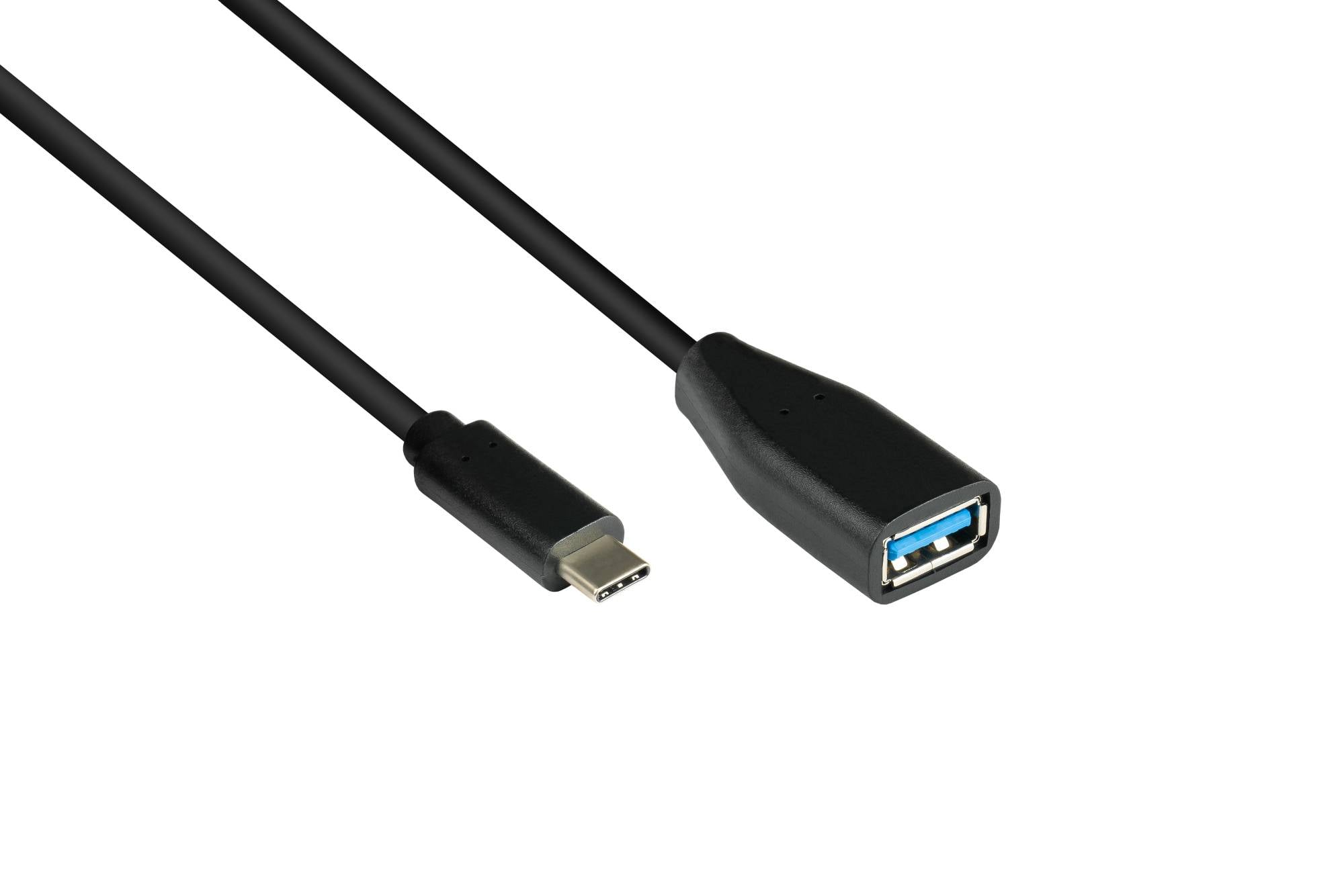 Adapterkabel USB 3.2 Gen.1 / USB 3.0 OTG (On-the-go), USB-C™ Stecker an USB A Buchse, schwarz, 0,1m, Good Connections®-0