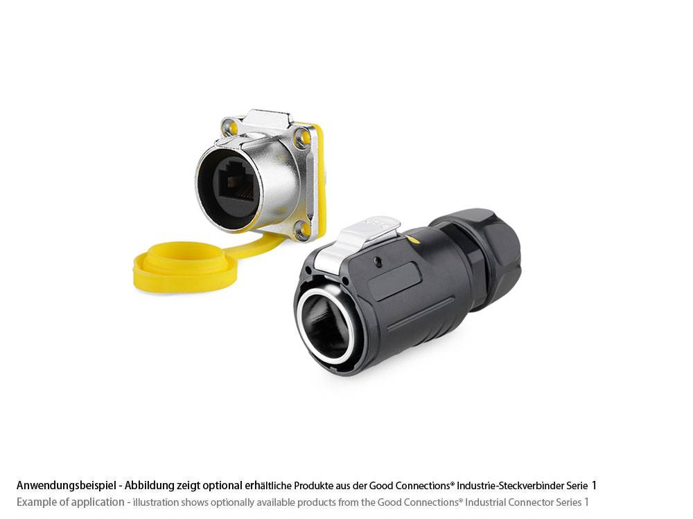 Good Connections® Industrie-Steckverbinder S1 - RJ45 Durchführungskupplung mit Flansch, RJ45 Buchse beidseitig, Metall-4