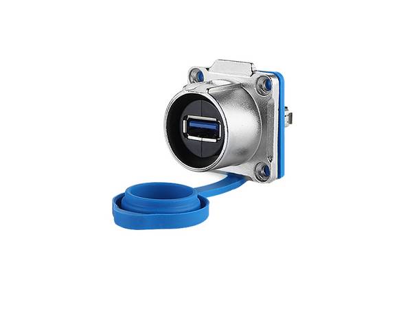 Good Connections® Industrie-Steckverbinder S1 - USB 3.0 Durchführungskupplung mit Flansch, Buchse A beidseitig, Metall