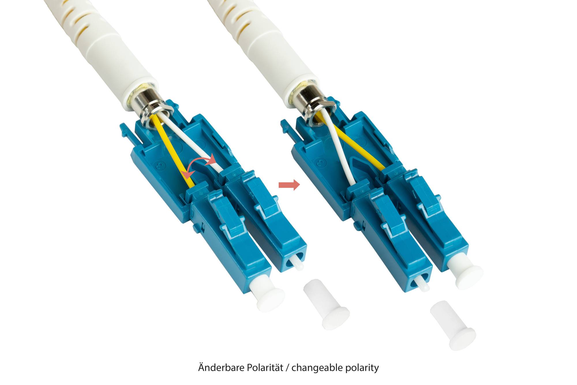Patchkabel LWL Duplex OS2 (Singlemode, 9/125) LC/LC, UNIBOOT, LSZH, Entriegelungslasche, 0,5m, Good Connections®-1