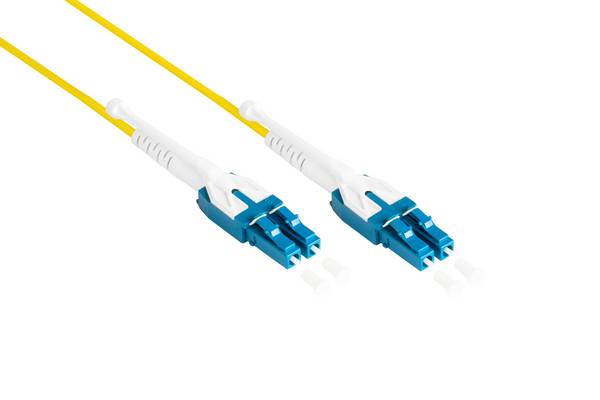kabelmeister® Patchkabel LWL Duplex OS2 (Singlemode, 9/125) LC/LC, UNIBOOT, LSZH, Entriegelungslasche, 30m