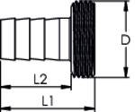 RIEGLER 1/3 Schlauchverschraubung G 3/4 x 19 mm, flachdichtend, ohne Bund, leichte Ausführung, Messing blank.-2