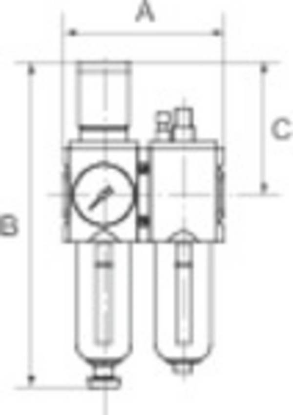 RIEGLER Wartungseinheit 2-tlg. »FUTURA« mit Metallbehälter, Sichtrohr und Mano., BG 4, G 3/4, Regelbereich 0,5-16 bar, K