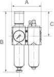 RIEGLER Wartungseinheit 2-tlg. »FUTURA-mini«, Metallbehälter, Kompaktmano, BG 0, G 1/4, PE 1,5-12 bar, Regelbereich 0,5--0