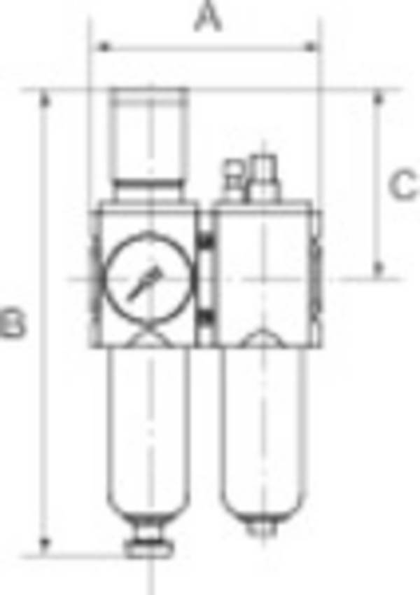 RIEGLER Wartungseinheit 2-tlg. »FUTURA-mini«, PC-Behälter, Kompaktmano, BG 0, G 1/4, PE 1,5 - 12 bar, Regelbereich 0,5 -