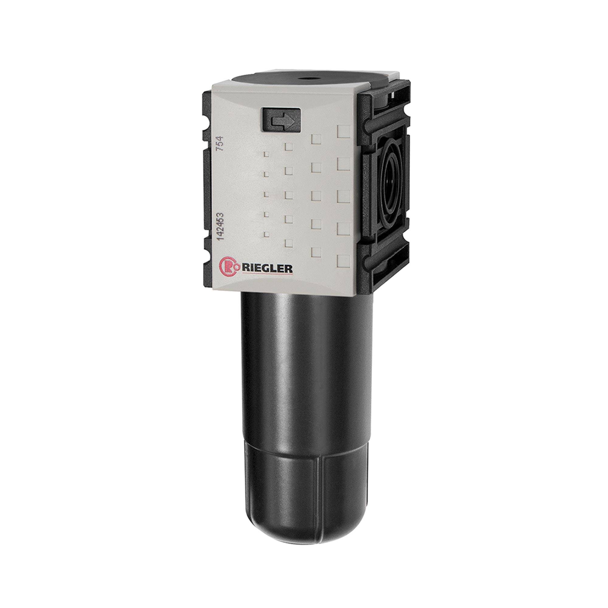 RIEGLER Aktivkohlefilter »FUTURA-mini« mit Metallbehälter, 0,005 mg/m³, BG 0, G 1/4, PE 0 - 12 bar, Temp. -10 °C bis 50-0