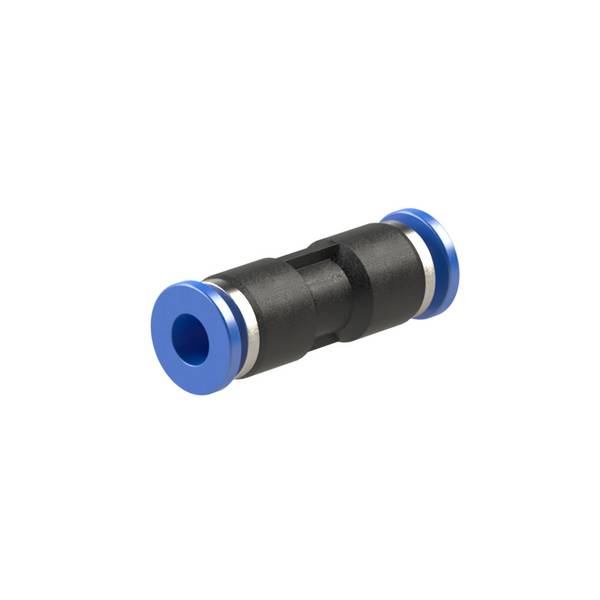 RIEGLER Gerade Steckverbindung »Blaue Serie« mini, für Schlauch-Außen-Ø 4 mm, pmax 10 bar, Kunststoff/Messing vernickelt