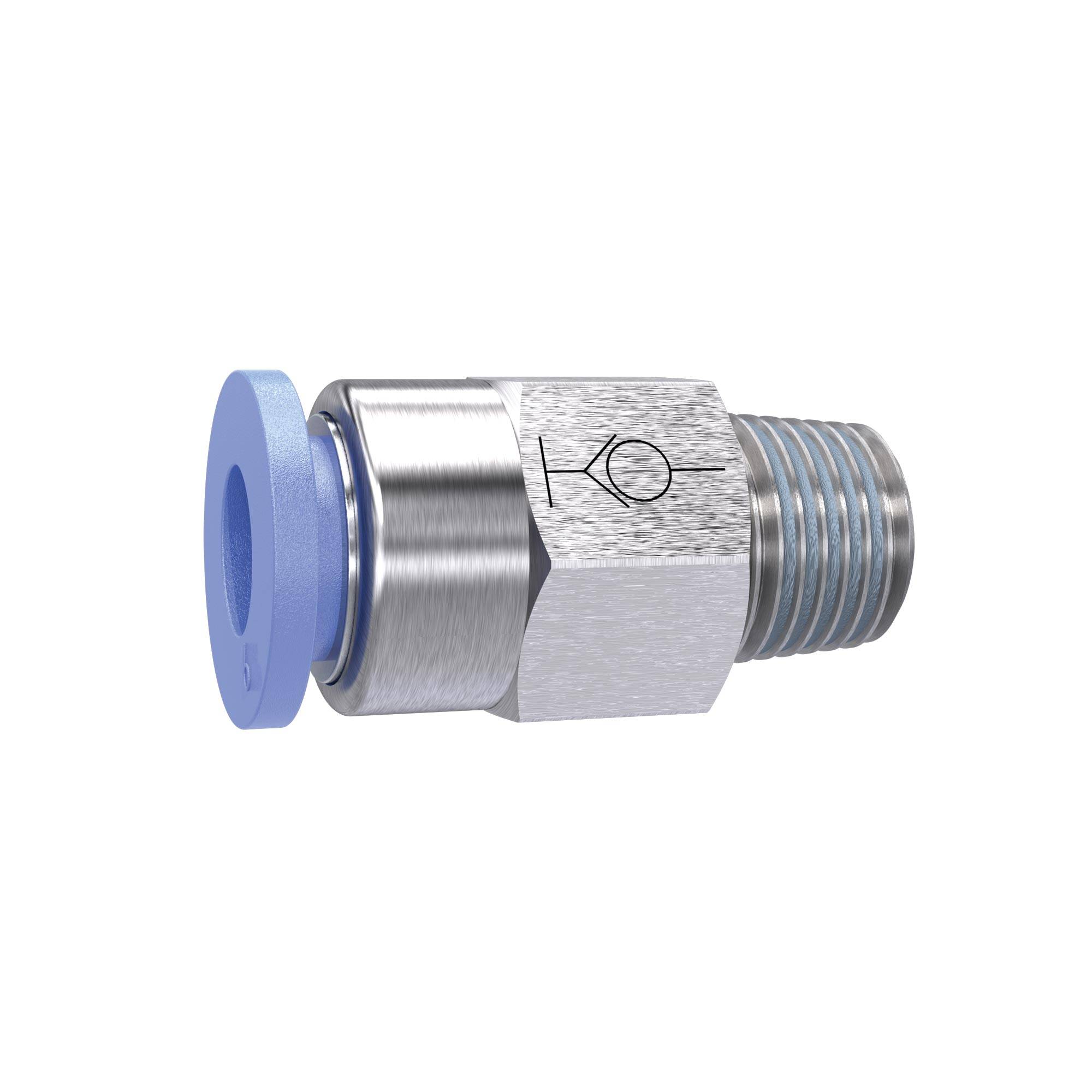 RIEGLER Ger. Steckverschraubung »Blaue Serie«, selbstabsper., R 1/4 a., f. Schl.-Außen-Ø 8 mm, pmax. 10 bar, Kunststoff/-0