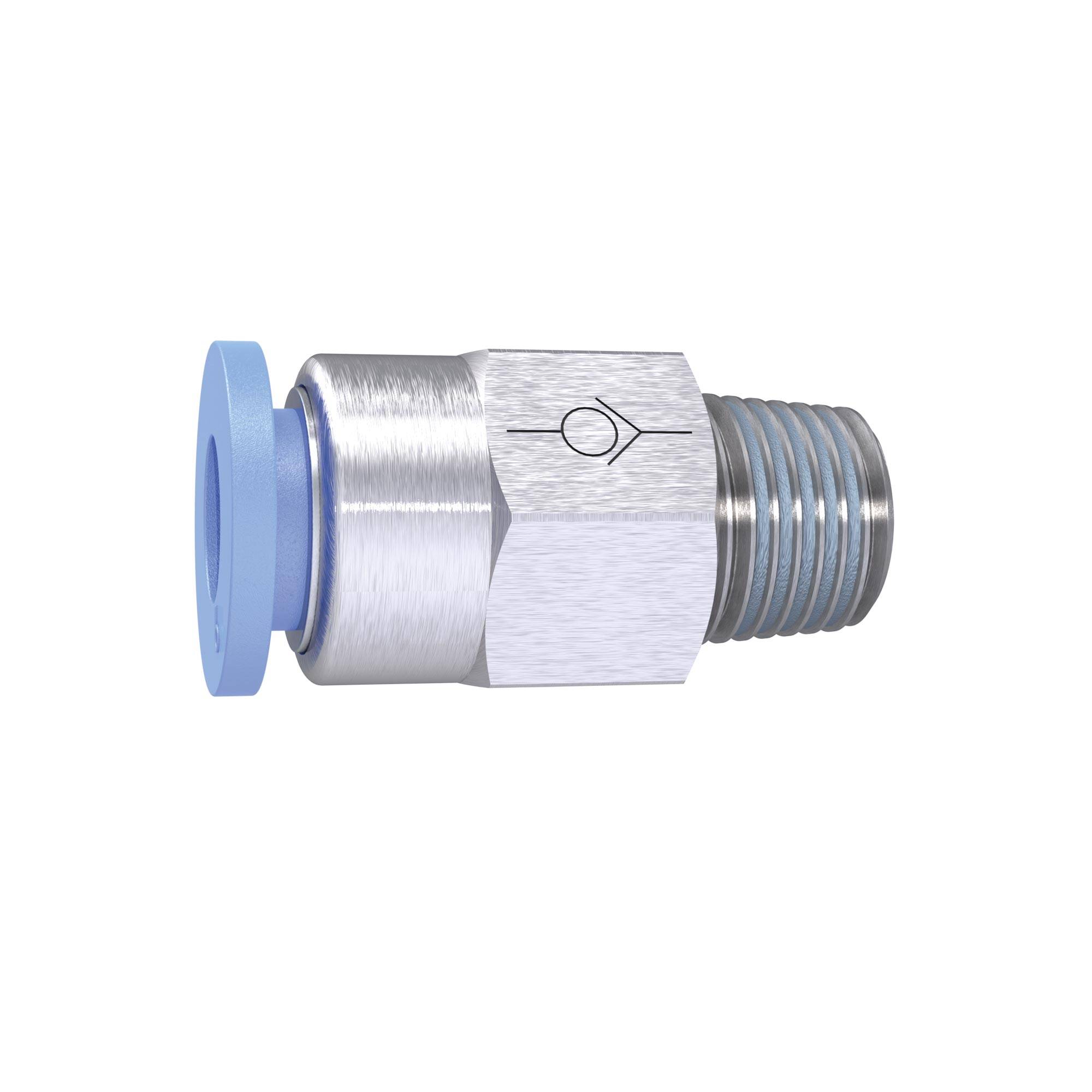 RIEGLER Ger. Rückschlagventil »Blaue Serie«, Gew. zu Schl., R 3/8 a., für Schl.-Außen-Ø 10 mm, pmax. 10 bar, Kunststoff/-0