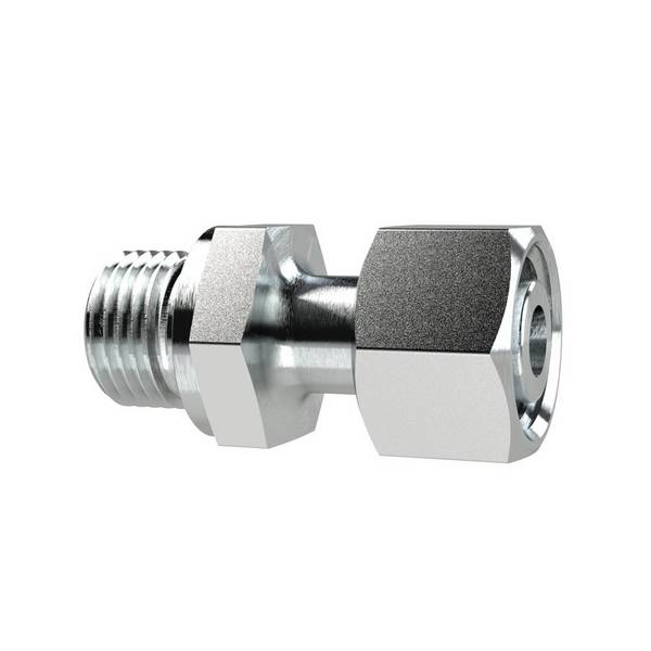 RIEGLER Einstellbare gerade Einschraubverschraubung, G 1/4 a., Rohr-Außen-Ø 12 mm, PN 315, SW1 19, SW2 22, Stahl verzink