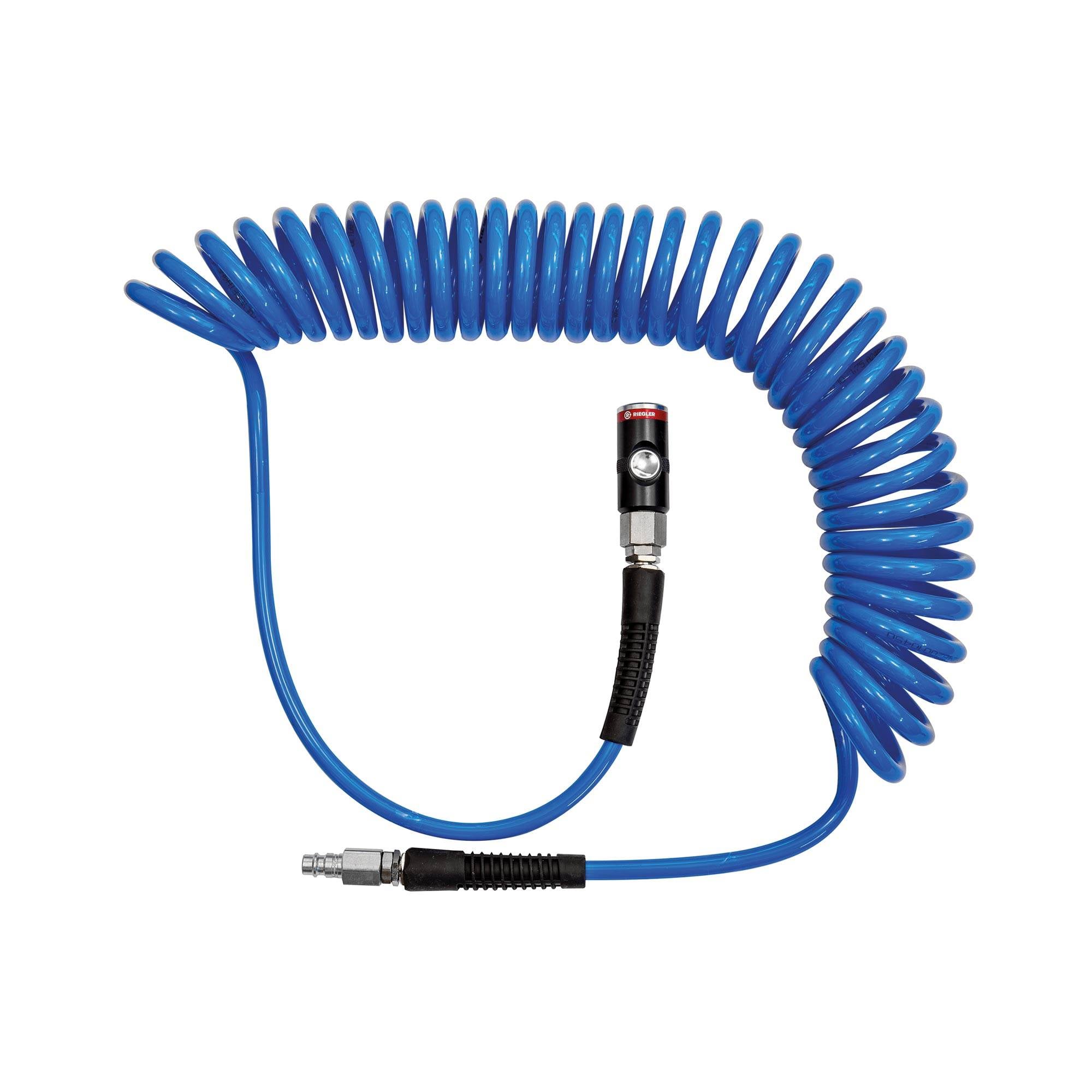 RIEGLER Spiralschlauch-Kupplung-Set, Druckknopf-Sicherheitskupplung NW 7,2, PU, Schlauch-ø 10x6,5, PN bei 23 °C max. 11-0