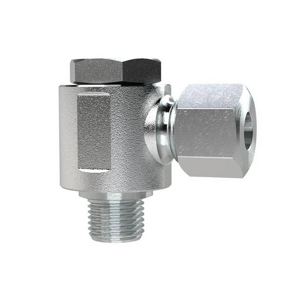 RIEGLER Schwenkbare Winkel-Verschraubung, M33x2,0 a., Rohr-Außen-Ø 25 mm, SW1 46, SW2 41, Betriebsdruck max. 250 bar, St