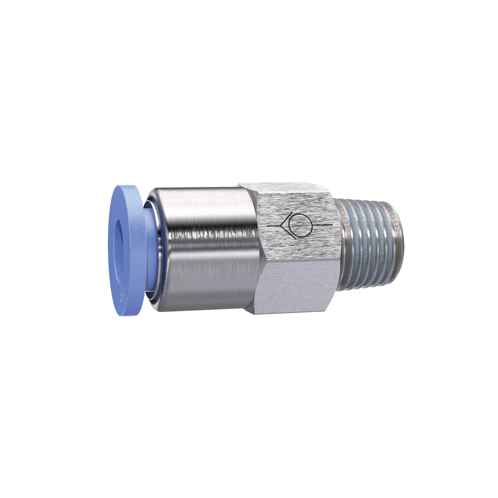 RIEGLER Ger. Rückschlagventil »Blaue Serie«, Schl. zu Gew., R 1/2 a., für Schl.-Außen-Ø 10 mm, pmax. 10 bar, Kunststoff/-0
