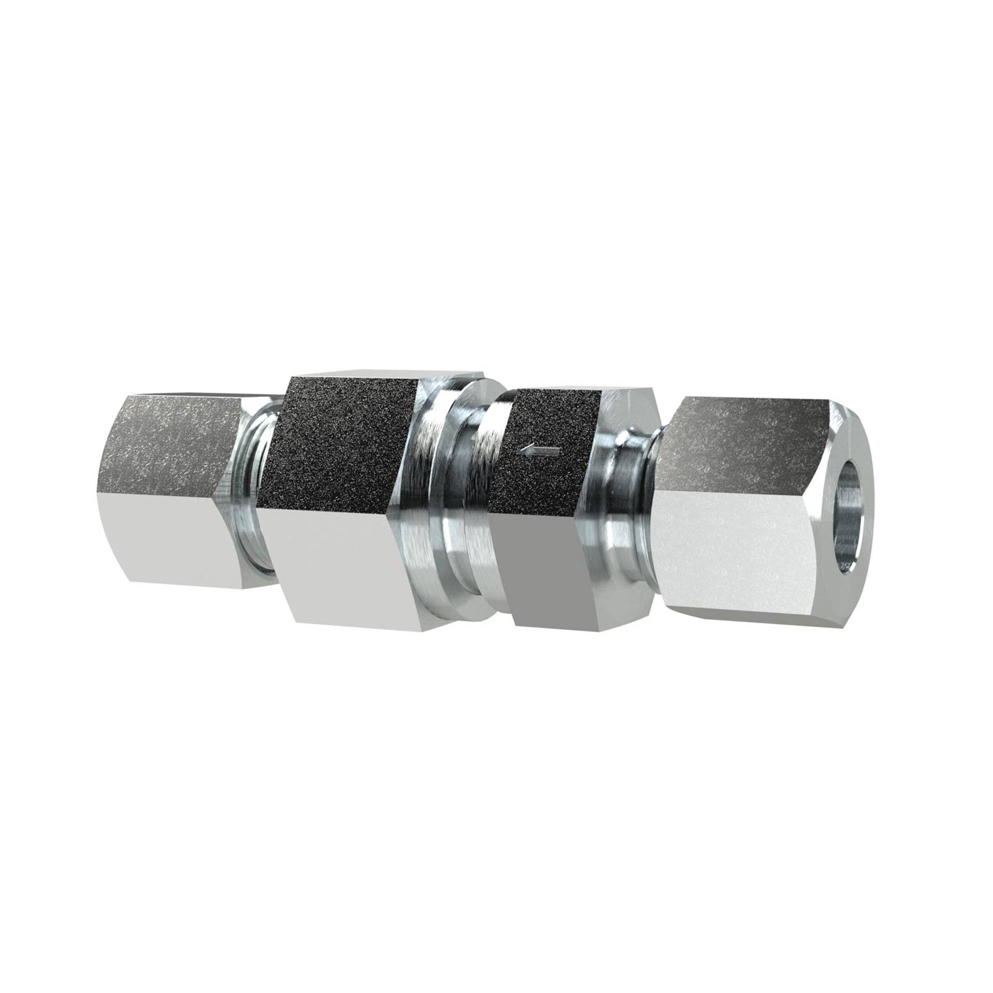RIEGLER Rückschlagventil, Rohr-Außen-Ø 22, PN max. 160, SW1 36, SW2 46, SW3 41, Stahl verzinkt. Rückschlagventil, mit b-0