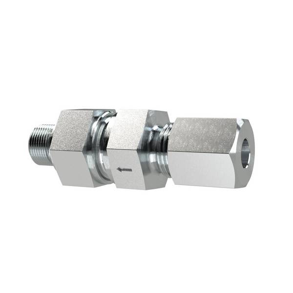 RIEGLER Rückschlagventil, G1/4a.,Schneidring-Gew., Rohr-Außen-Ø 8, PN max. 250, SW1 17, SW2 19, SW3 19, Stahl verz.,Öff.