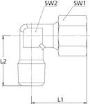 RIEGLER Winkel-Einschraubverschraubung, NPT 1/2 a., Rohr-Außen-Ø 15 mm, PN max. 315 bar, SW1 27, SW2 19, Stahl verzinkt.-1