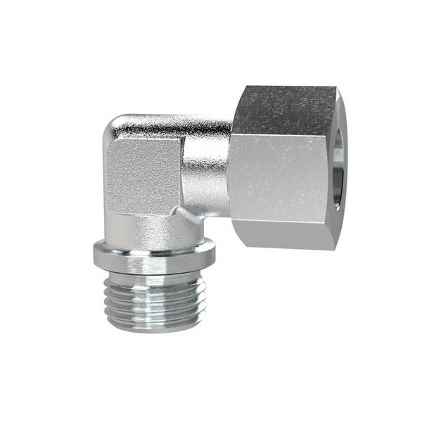 RIEGLER Winkel-Einschraubverschraubung, R 1 a., Rohr-Außen-Ø 25 mm, PN max. 400 bar, SW1 46, SW2 36, Stahl verzinkt.  Wi