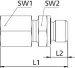 RIEGLER Gerade Einschraubverschraubung, G 1/2 a., Rohr-Außen-Ø 20 mm, PN max. 400 bar, SW1 36, SW2 32, Stahl verzinkt, w-1