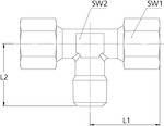 RIEGLER T-Einschraubverschraubung, R 1/8 a., Rohr-Außen-Ø 4 mm, PN bar 100, SW1 10, SW2 9, Stahl verzinkt. T-Einschraub-1