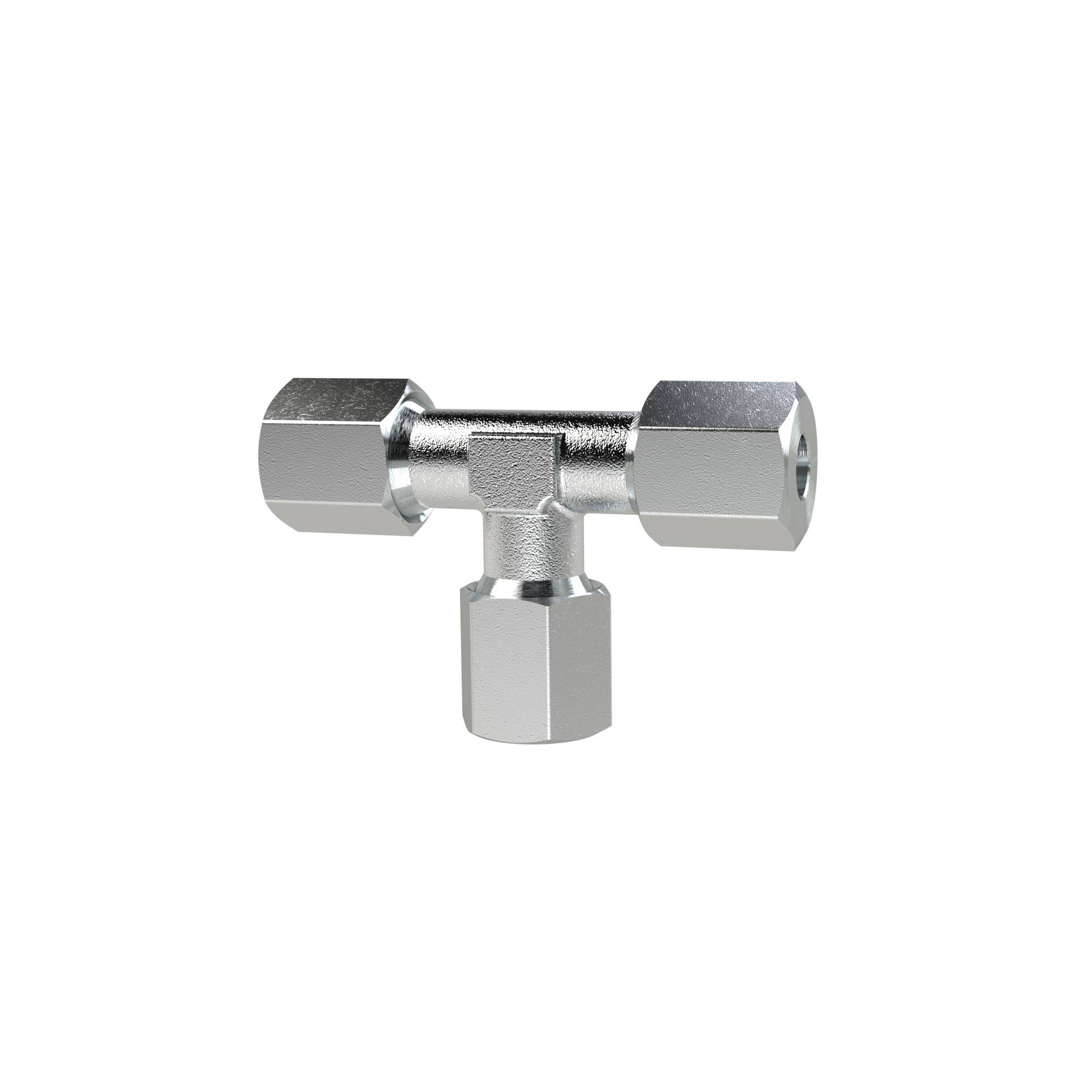 RIEGLER T-Verschraubung, Rohr-Außen-Ø 10 mm, PN bar 100, SW1 17, SW2 14, Stahl verzinkt. T-Verschraubung, sehr leichte-0