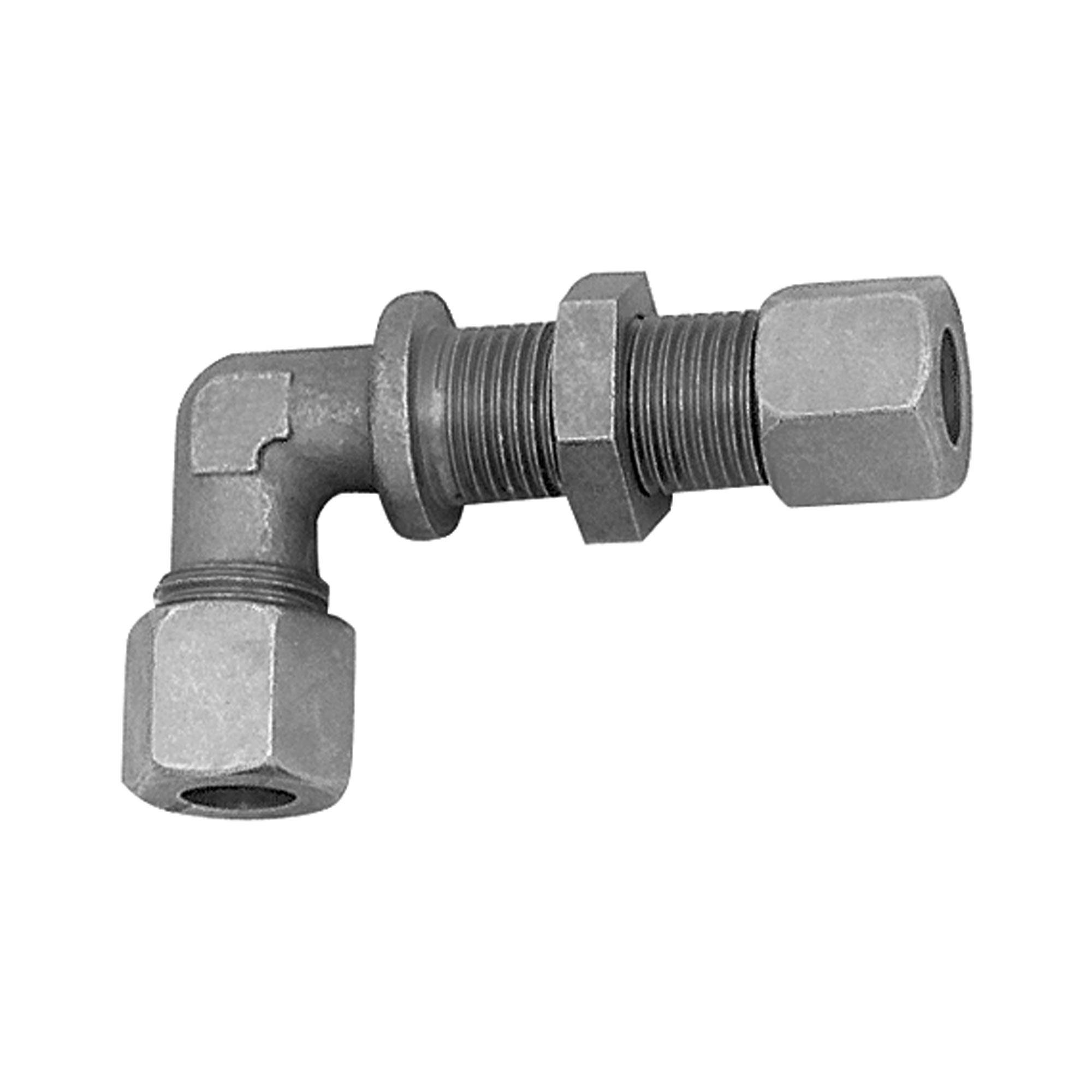 RIEGLER Winkel-Schottverschraubung, Rohr-Außen-Ø 18 mm, PN max. 315 bar, SW1 32, SW2 36, SW3 24, Stahl verzinkt. Winkel-0