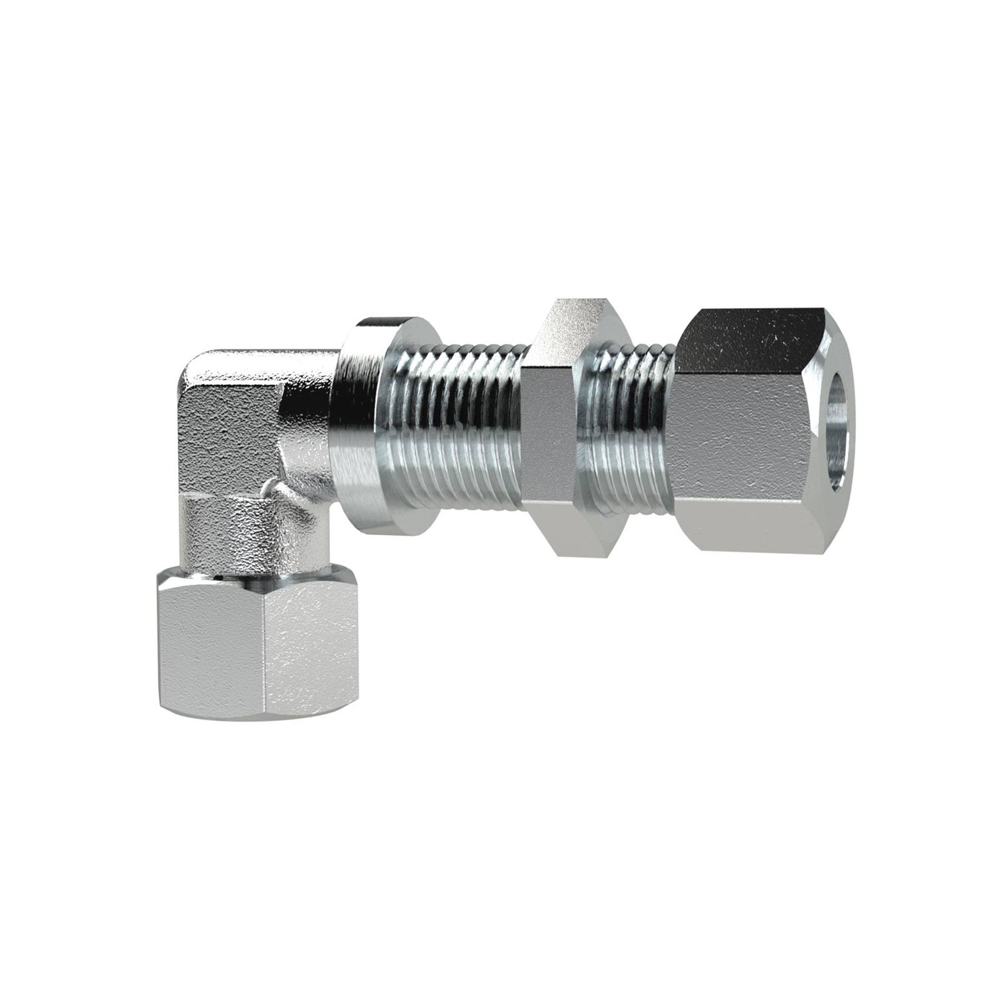 RIEGLER Winkel-Schottverschraubung, Rohr-Außen-Ø 25 mm, PN max. 400 bar, SW1 46, SW2 46, SW3 36, Stahl verzinkt. Winkel-0