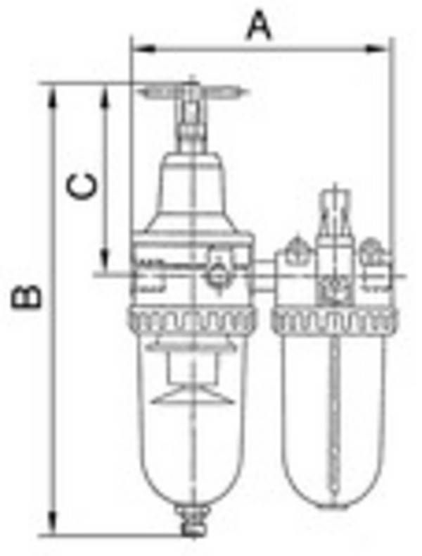 RIEGLER Wartungseinheit 2-tlg. »Standard«, PC-Behälter und Schutzkorb, BG 3, G 1/2, Eingangsdruck max. 16 bar, Regelbere