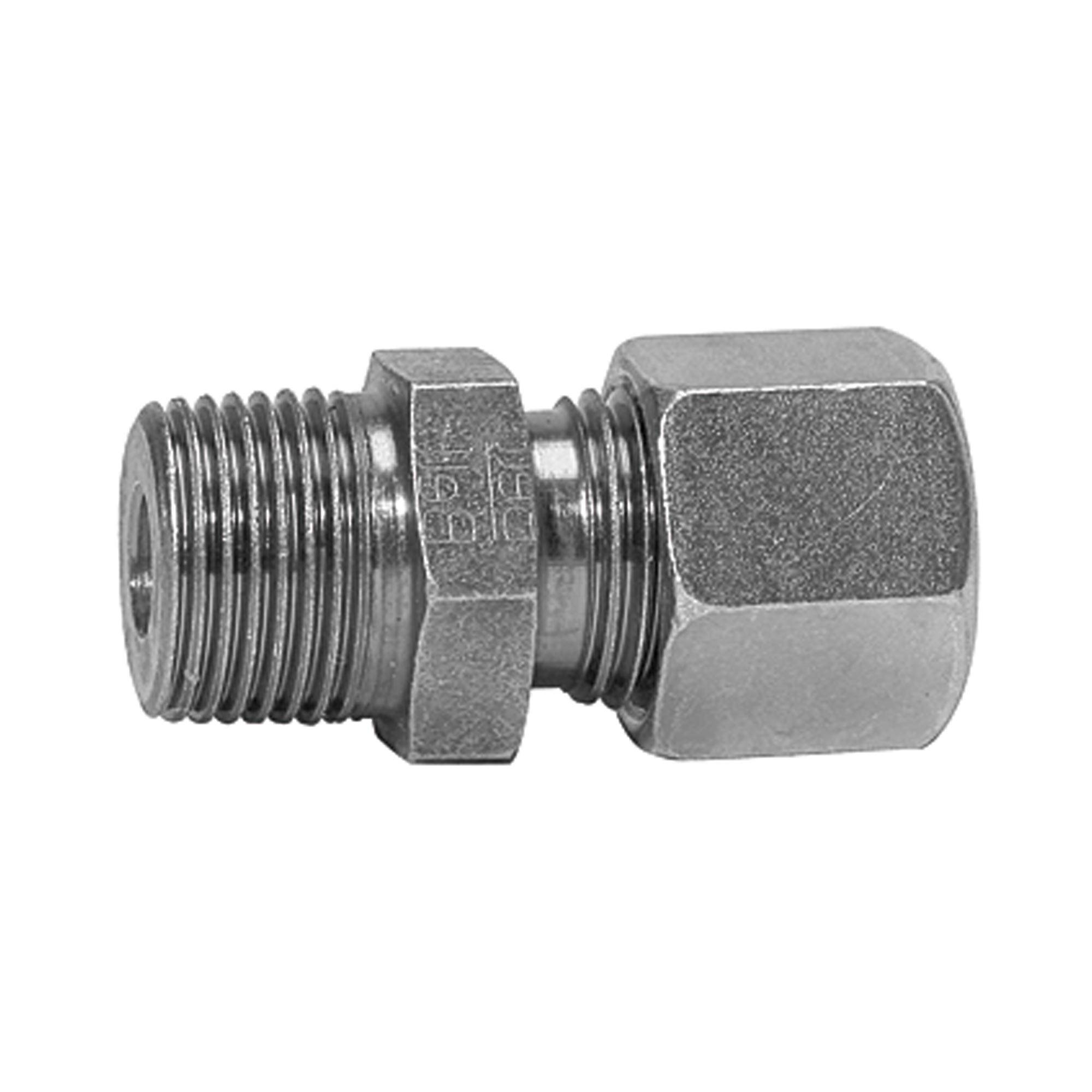 RIEGLER Gerade Einschraubverschraubung, R 1/4 a., Rohr-Außen-Ø 6 mm, PN max. 315 bar, SW1 14, SW2 17, Stahl verzinkt. G-0