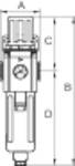 RIEGLER Filterregler »GA«, mit PC-Behälter, Schutzkorb, Haltewinkel, 5 µm, BG 300, G1/2, PE max. 10 bar, Regelber. 1,5 --0