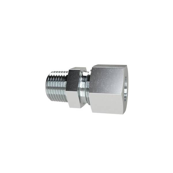 RIEGLER Gerade Einschraubverschraubung, R 1/2 a., Rohr-Außen-Ø 16 mm, PN bar 400, SW1 30, SW2 27, Stahl verzinkt.  Gerad