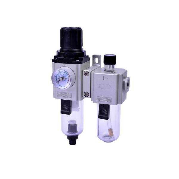 RIEGLER Wartungseinheit 2-tlg. »GA-mini«, mit PC-Behälter, 5 µm, BG 200, G 1/8, PE max. 10 bar, Regelbereich 1,5 - 9 bar