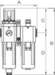 RIEGLER Wartungseinheit 2-tlg. »G« mit Metallbehälter u. Sichtrohr, 5 µm, BG 600, G 3/4, PE max. 10 bar, Regelber. 1,5 --0