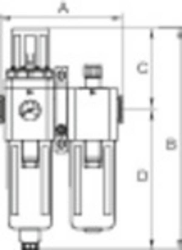 RIEGLER Wartungseinheit 2-tlg. »G« mit Metallbehälter u. Sichtrohr, 5 µm, BG 600, G 3/4, PE max. 10 bar, Regelber. 1,5 -