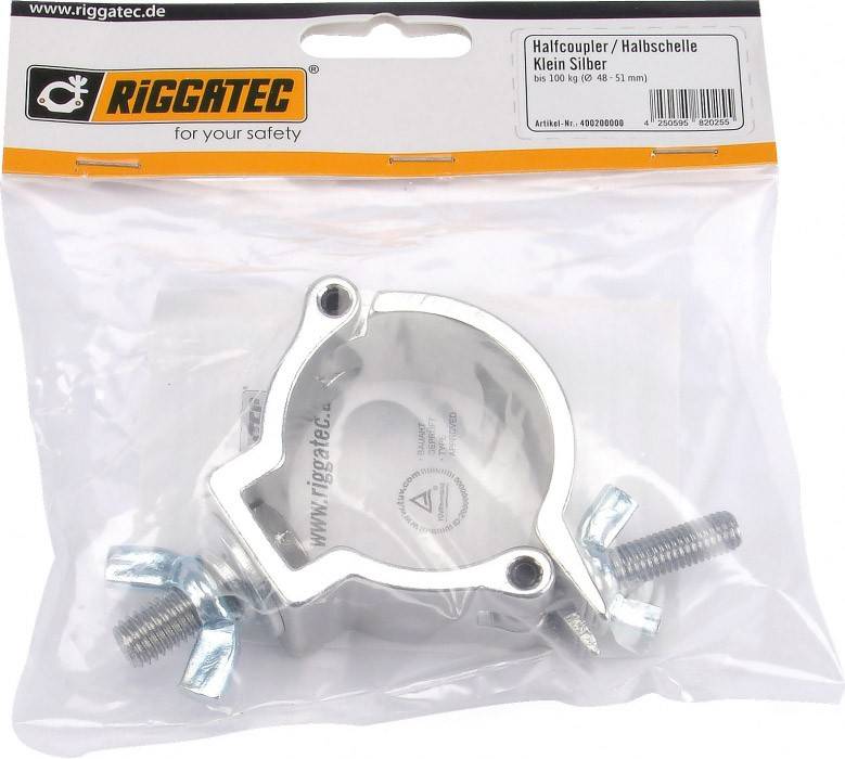 Riggatec Halbschelle - Halfcoupler klein silber bis 100 kg (48 - 51 mm)-2