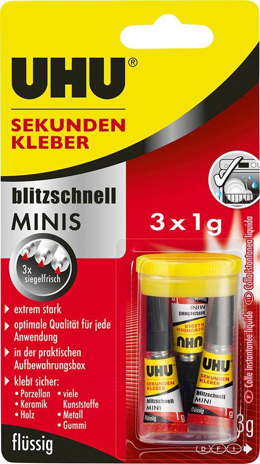 UHU Sekundenkleber blitz-schnell MINIS 3x1g - Artikel: 4026700454154-0