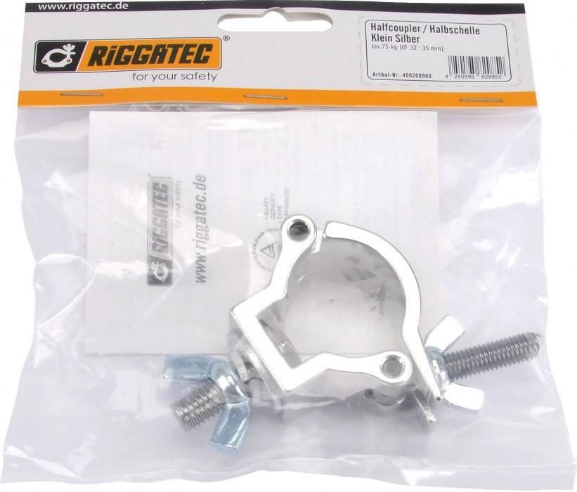 Riggatec Halbschelle - Halfcoupler klein silber bis 75 kg (32 - 35 mm)-2