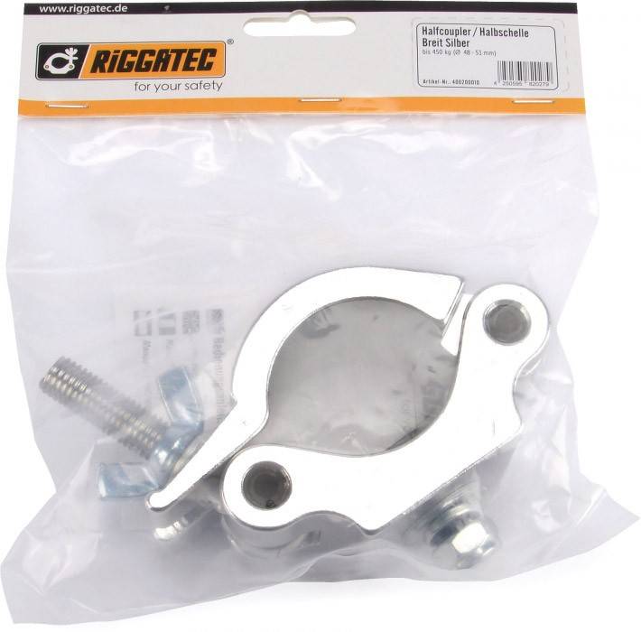 Riggatec Halbschelle - Halfcoupler breit silber bis 500 kg (48 - 51 mm)-2
