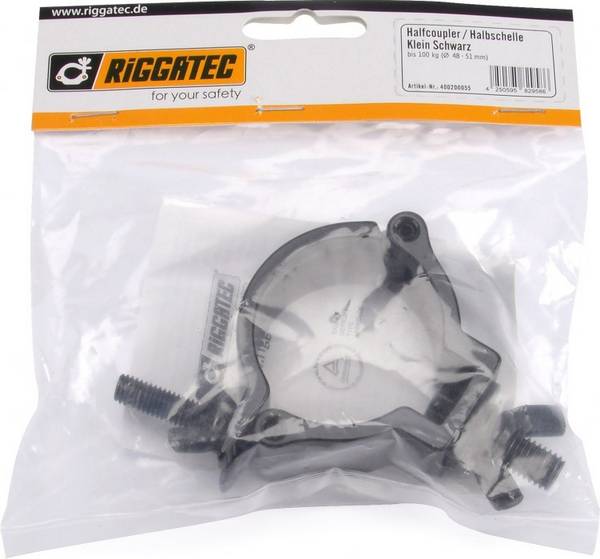 Riggatec Halbschelle - Halfcoupler klein schwarz bis 100 kg (48 - 51 mm)