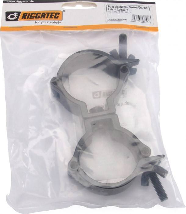 Riggatec Doppelschelle - Swivel Coupler leicht schwarz bis 100 kg (48-51mm)-2