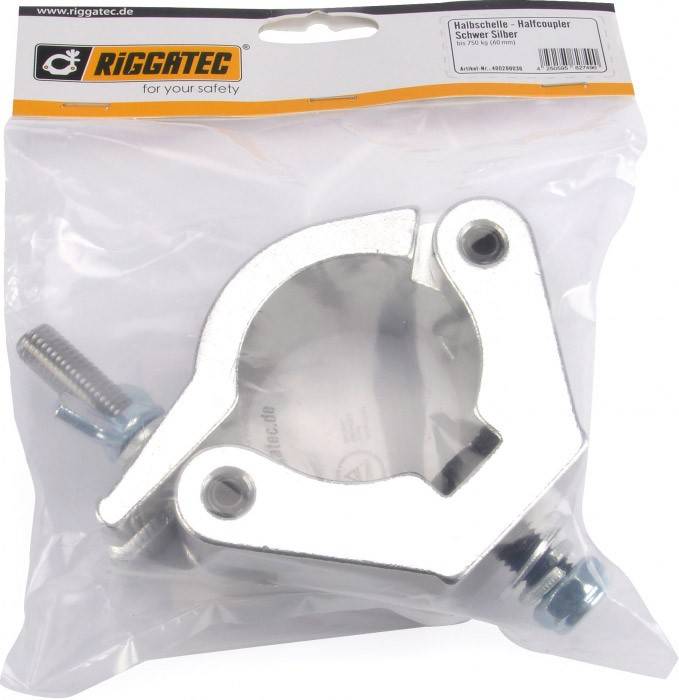 Riggatec Halbschelle - Halfcoupler Schwer Silber bis 750kg (60 mm)-1