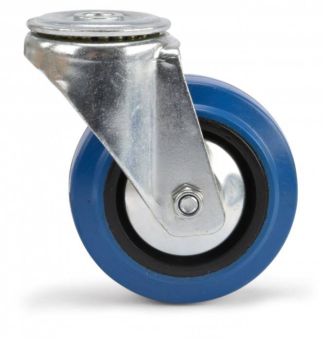 Riggatec Lenkrolle mit runder Montageplatte 100mm BLUE WHEEL-0