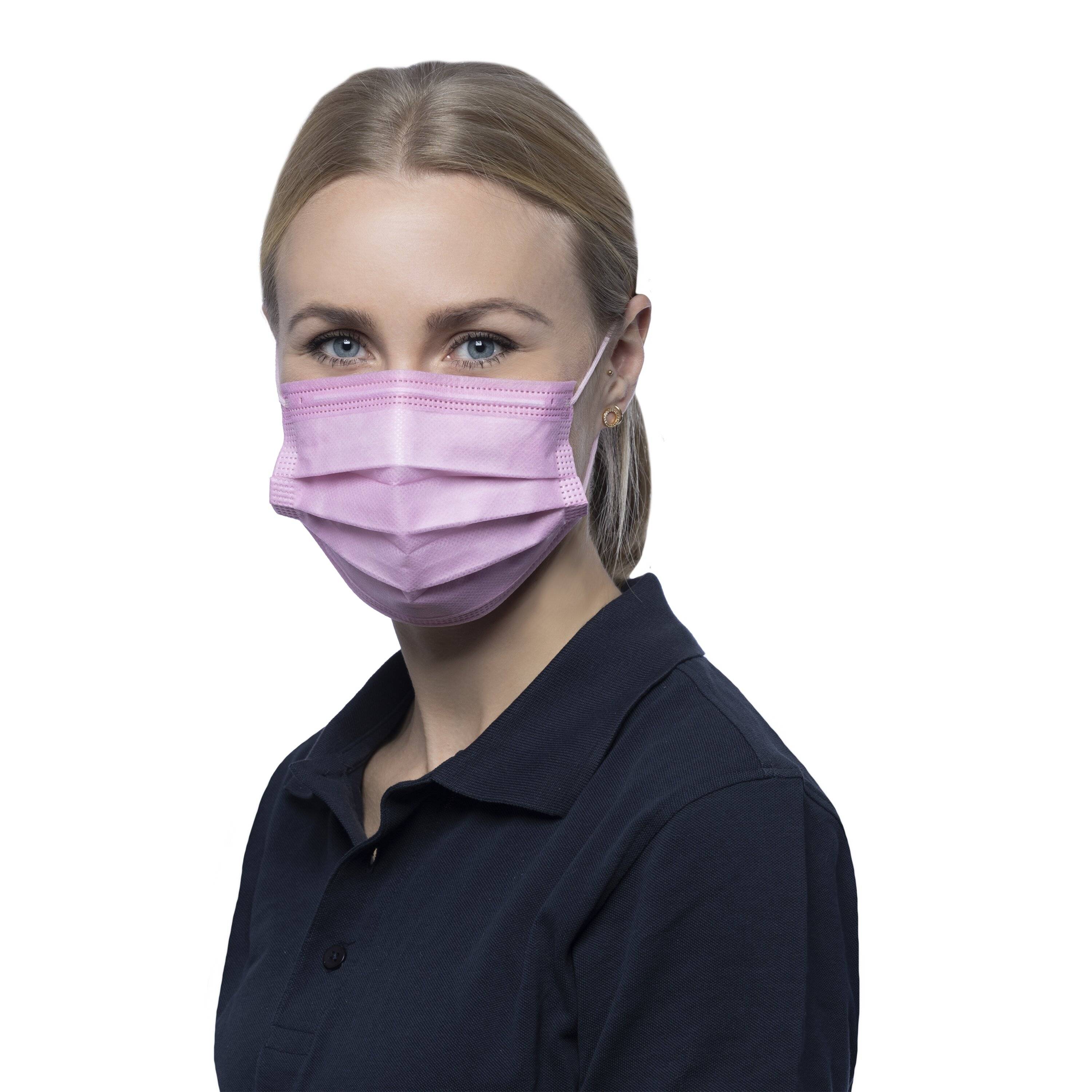 NITRAS SOFT PROTECT PLUS, medizinische Gesichtsmaske, rosa, EN 14683, Box à 50 Stück-1