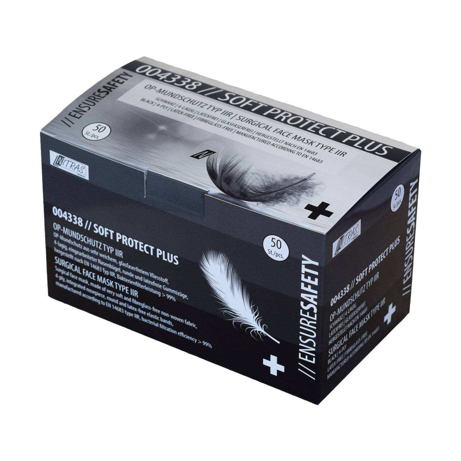NITRAS SOFT PROTECT PLUS, medizinische Gesichtsmaske, schwarz, EN 14683, Box à 50 Stück-1