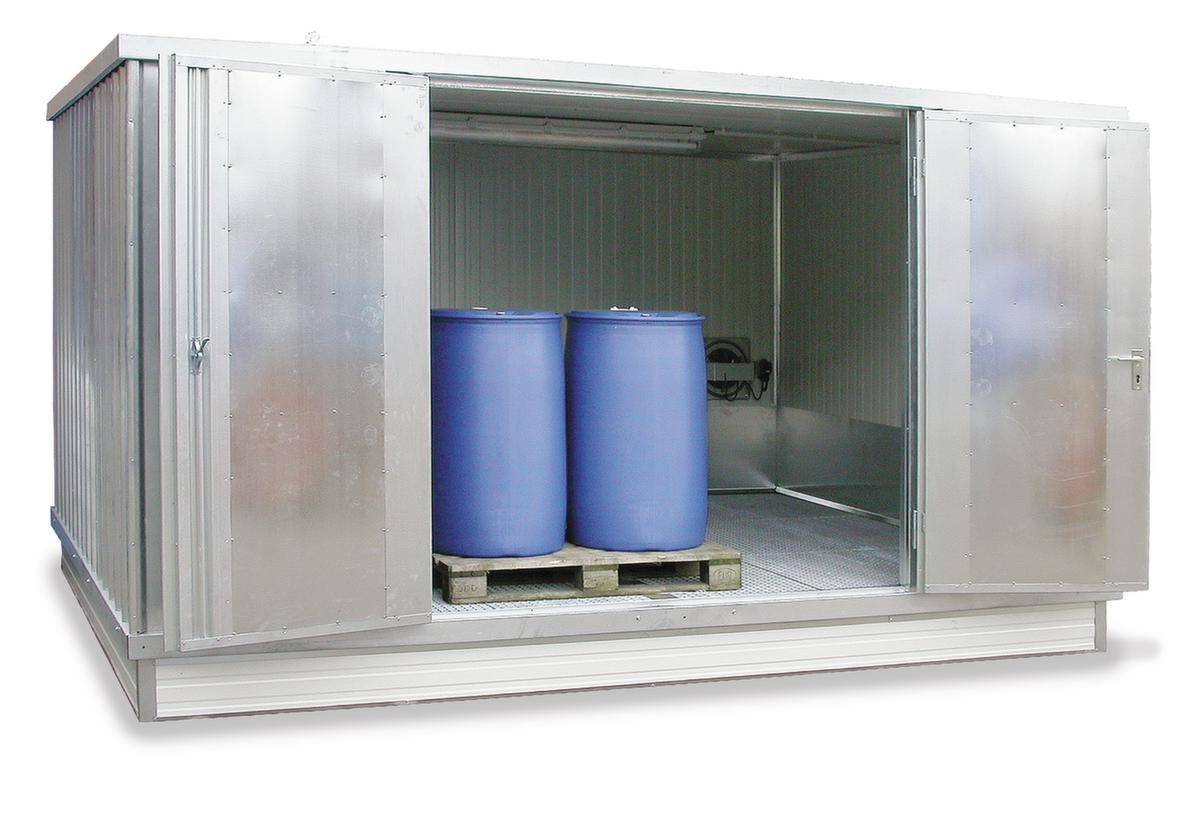 Gefahrstoff-Container,isoliert,f. wasserg. Stoffe,HxBxT 2385x2075x2075mm,Wanne 660l,Doppelflügeltür auf Schmalseite-3
