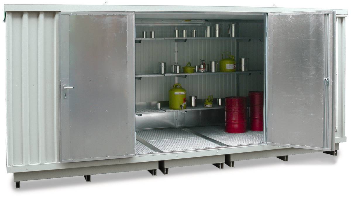 Gefahrstoff-Container,isoliert,f. wasserg./brennbare Stoffe,HxBxT 2385x2075x2075mm,Doppelflügeltür auf Schmalseite-1