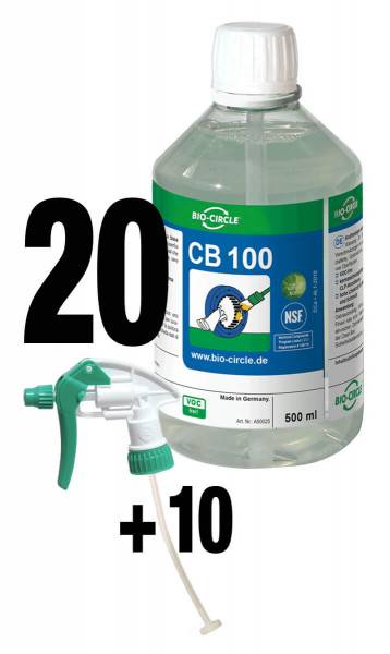 Spezial-Entfetter CB 100, Box 20 x rPET-Handsprayflasche 500 ml + 10 Sprühköpfe-0