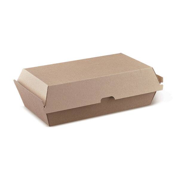Take-away-Behälter aus Wellpappe, braun, Standard-Snackbox - 175 x 90 x 85 mm - 200 Stück