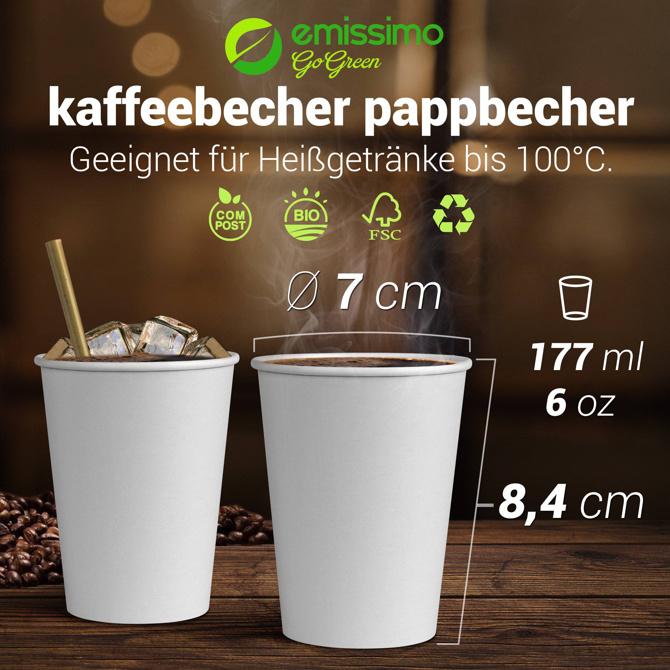 Trinkbecher aus Pappe weiß Pappbecher kompostierbar - Kapazität: 177 ml (6 oz) -50 Stück-1